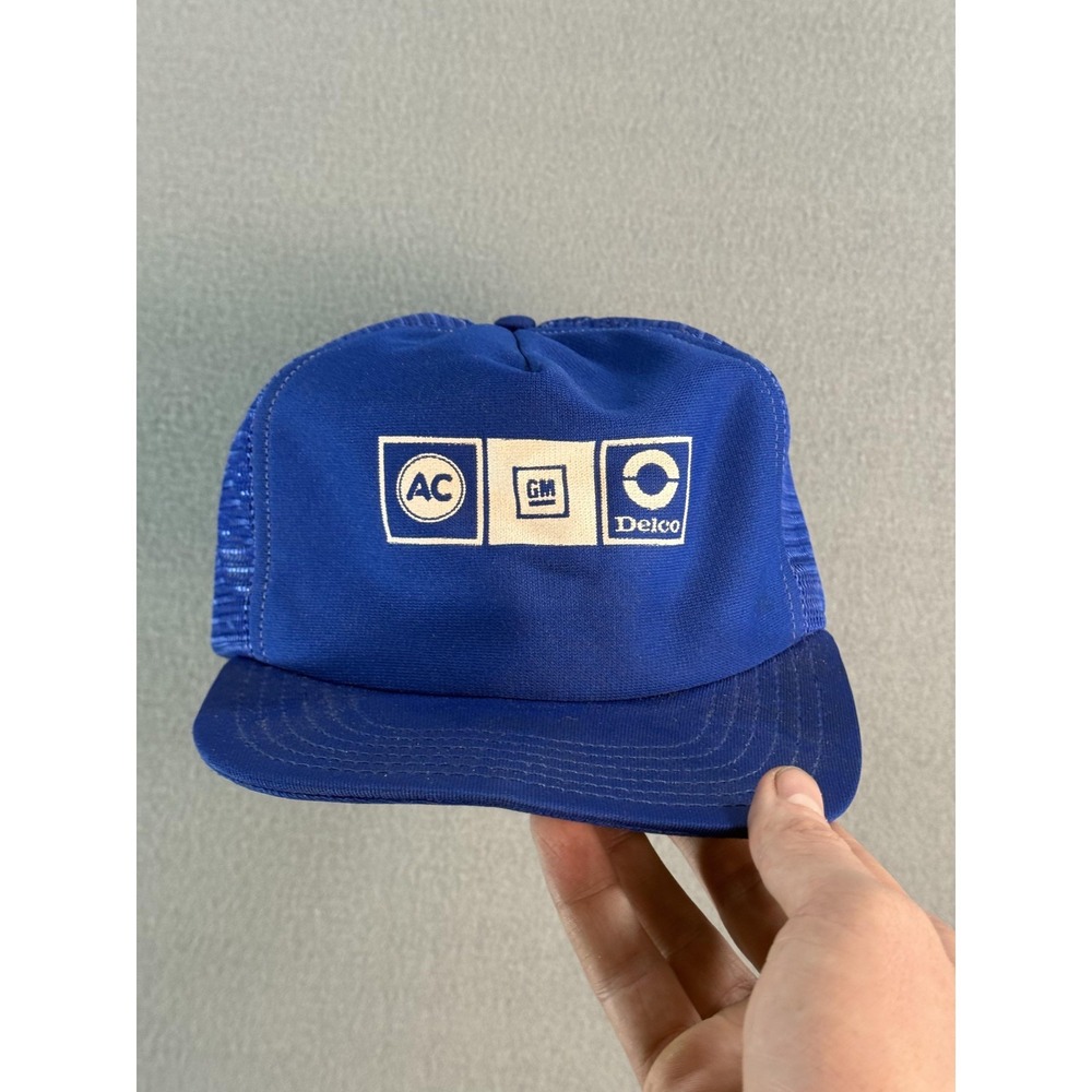 Vintage AC Delco GM Hat Cap Snap Back Mens One Size Blue Mesh Trucker USA